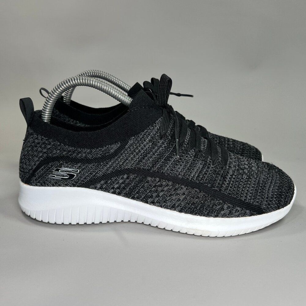 Skechers Ultra Flex Shoes Womens Size 8 Black Knit Memory Foam Athletic Sneakers